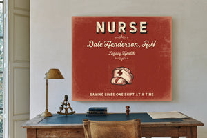 Personalized Nurse Sign, Saving Lives One Shift at a Time, Brick & Black, image 2