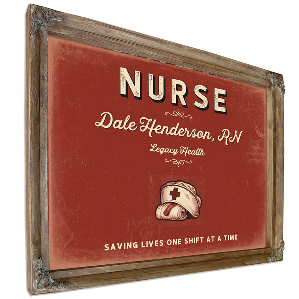 Personalized Nurse Sign, Saving Lives One Shift at a Time, Brick & Black, image 6