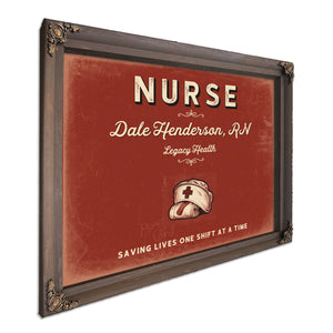 Personalized Nurse Sign, Saving Lives One Shift at a Time, Brick & Black, image 7