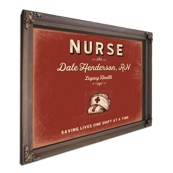 Personalized Nurse Sign, Saving Lives One Shift at a Time, Brick & Black, image 7