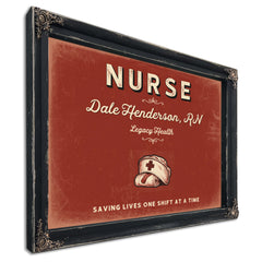 Personalized Nurse Sign, Saving Lives One Shift at a Time, Brick & Black, image 1