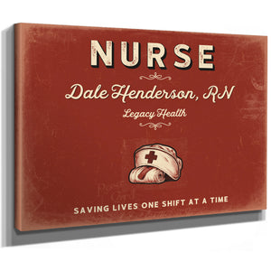 Personalized Nurse Sign, Saving Lives One Shift at a Time, Brick & Black, image 8