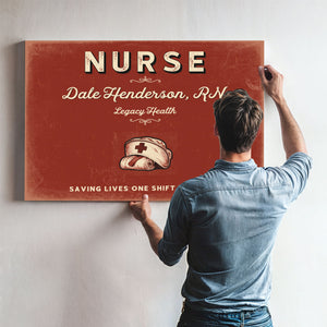 Personalized Nurse Sign, Saving Lives One Shift at a Time, Brick & Black, image 9