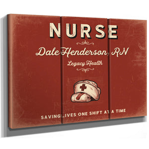 Personalized Nurse Sign, Saving Lives One Shift at a Time, Brick & Black, image 14