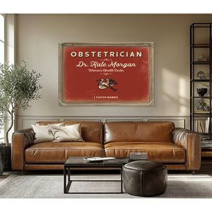 Personalized Obstetrician Sign, I Catch Babies, Brick & Black, image 3