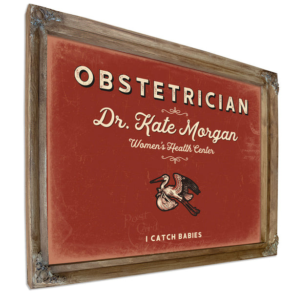 Personalized Obstetrician Sign, I Catch Babies, Brick & Black, image 6