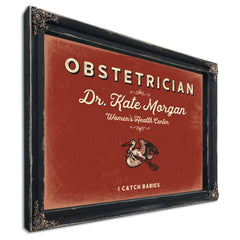 Personalized Obstetrician Sign, I Catch Babies, Brick & Black, image 1