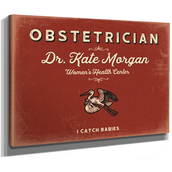 Personalized Obstetrician Sign, I Catch Babies, Brick & Black, image 8