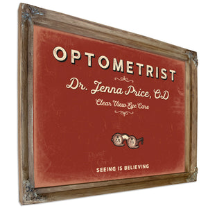 Personalized Optometrist Sign, Seeing Is Believing, Brick & Black, image 6