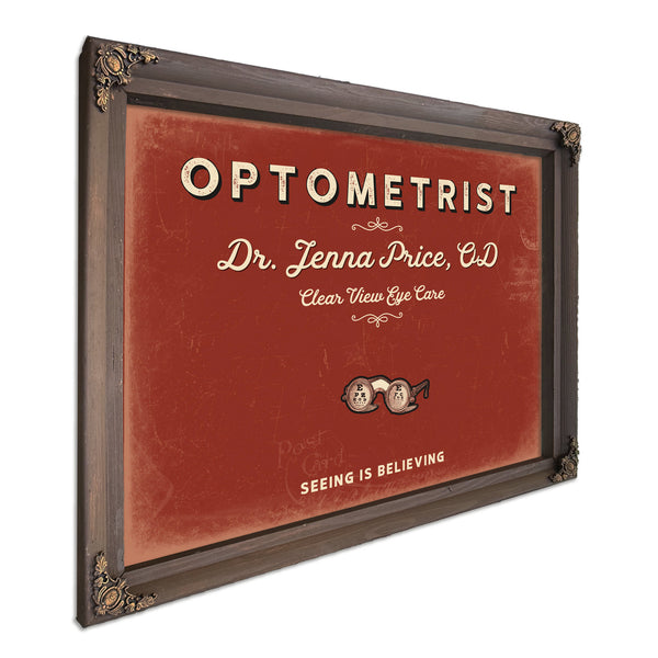 Personalized Optometrist Sign, Seeing Is Believing, Brick & Black, image 7
