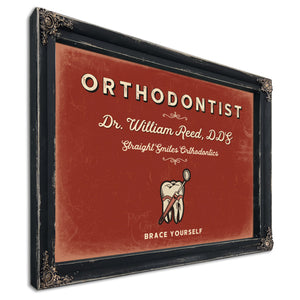 Personalized Orthodontist Sign, Brace Yourself, Brick & Black, image 1