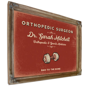 Personalized Orthopedic Surgeon Sign, Bad to the Bone, Brick & Black, image 6