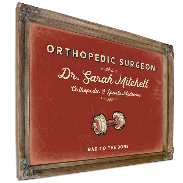 Personalized Orthopedic Surgeon Sign, Bad to the Bone, Brick & Black, image 6