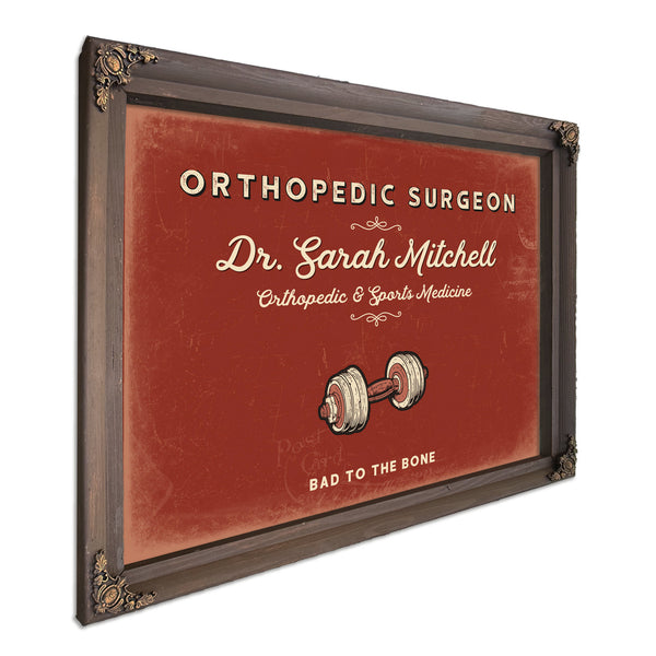 Personalized Orthopedic Surgeon Sign, Bad to the Bone, Brick & Black, image 7