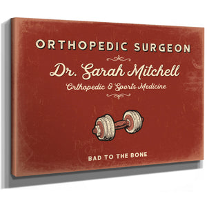 Personalized Orthopedic Surgeon Sign, Bad to the Bone, Brick & Black, image 8