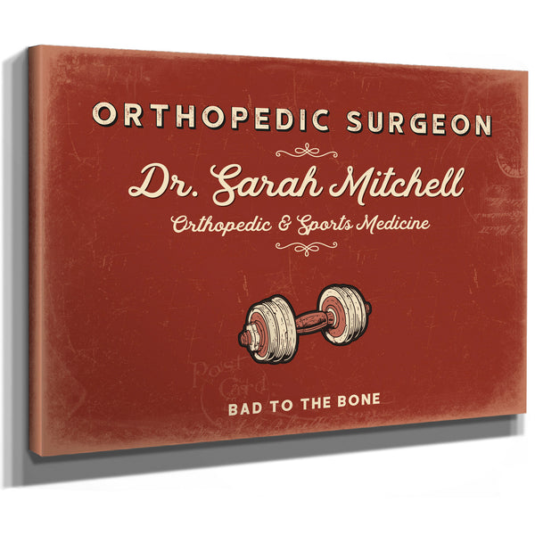 Personalized Orthopedic Surgeon Sign, Bad to the Bone, Brick & Black, image 8