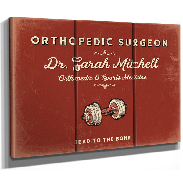 Personalized Orthopedic Surgeon Sign, Bad to the Bone, Brick & Black, image 14
