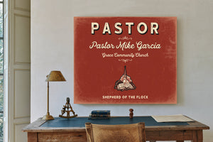 Personalized Pastor Sign, Shepherd of the Flock, Brick & Black, image 2
