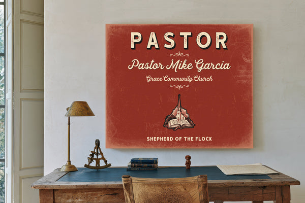 Personalized Pastor Sign, Shepherd of the Flock, Brick & Black, image 2