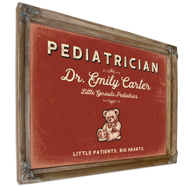 Personalized Pediatrician Sign, Little Patients, Big Hearts, Brick & Black, image 6