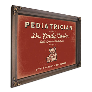 Personalized Pediatrician Sign, Little Patients, Big Hearts, Brick & Black, image 7