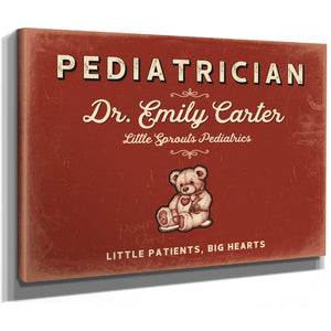 Personalized Pediatrician Sign, Little Patients, Big Hearts, Brick & Black, image 8