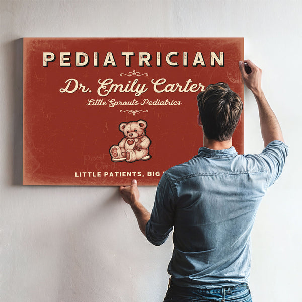 Personalized Pediatrician Sign, Little Patients, Big Hearts, Brick & Black, image 9