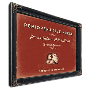 Personalized Perioperative Nurse Sign, Scrubbed In and Ready, Brick & Black, image 1