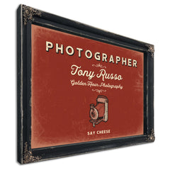 Personalized Photographer Sign, Say Cheese, Brick & Black, image 1