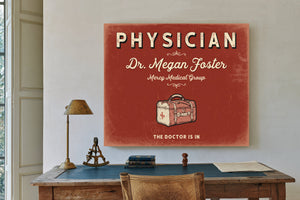 Personalized Physician Sign, The Doctor Is In, Brick & Black, image 2