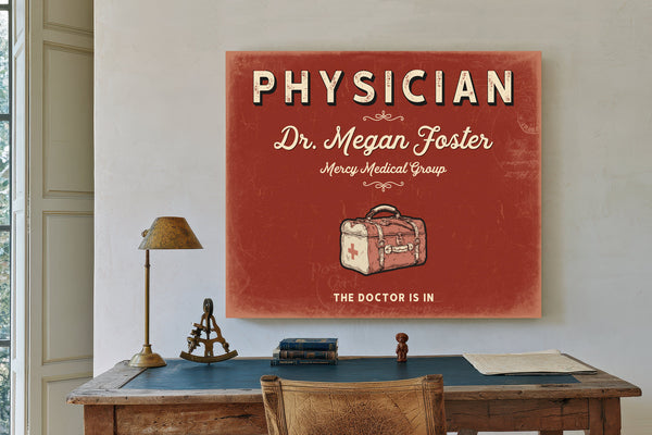 Personalized Physician Sign, The Doctor Is In, Brick & Black, image 2
