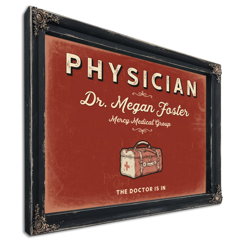 Personalized Physician Sign, The Doctor Is In, Brick & Black, image 1