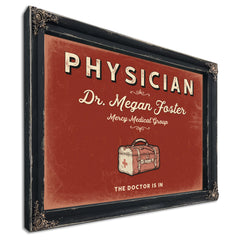 Personalized Physician Sign, The Doctor Is In, Brick & Black, image 1