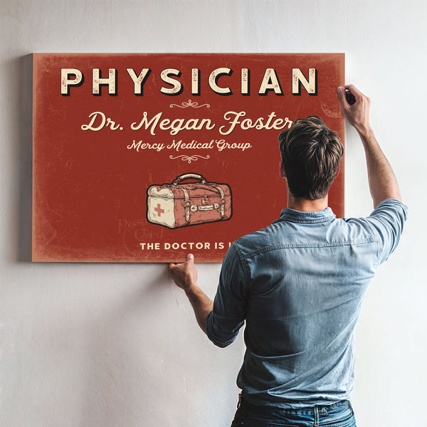 Personalized Physician Sign, The Doctor Is In, Brick & Black, image 9