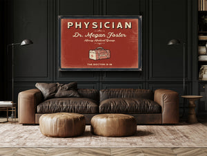 Personalized Physician Sign, The Doctor Is In, Brick & Black, image 17