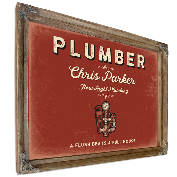 Personalized Plumber Sign, A Flush Beats a Full House, Brick & Black, image 6