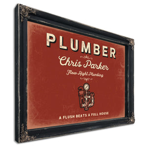Personalized Plumber Sign, A Flush Beats a Full House, Brick & Black, image 1