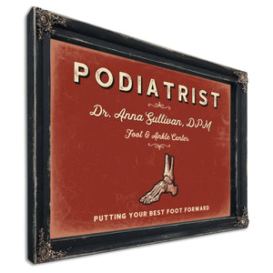 Personalized Podiatrist Sign, Putting Your Best Foot Forward, Brick & Black, image 1