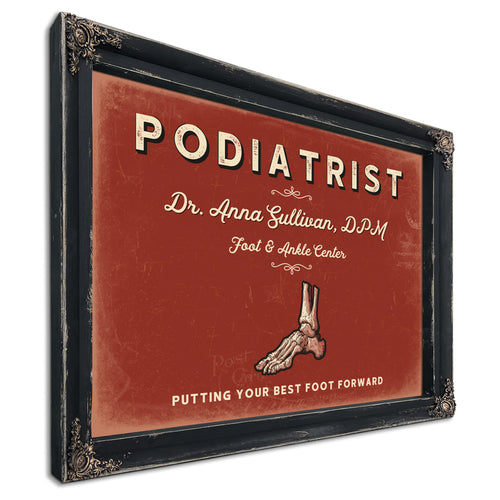 Personalized Podiatrist Sign, Putting Your Best Foot Forward, Brick & Black, image 1