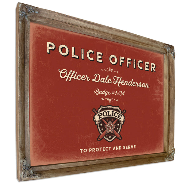 Personalized Police Officer Sign, To Protect and Serve, Brick & Black, image 6
