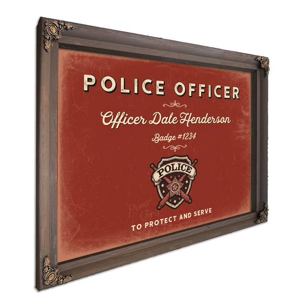 Personalized Police Officer Sign, To Protect and Serve, Brick & Black, image 7
