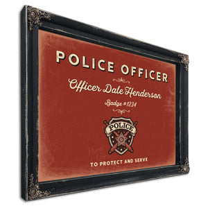 Personalized Police Officer Sign, To Protect and Serve, Brick & Black, image 1