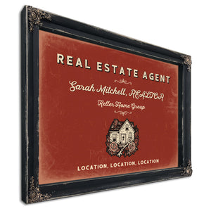 Personalized Real Estate Agent Sign, Location, Location, Location, Brick & Black, image 1