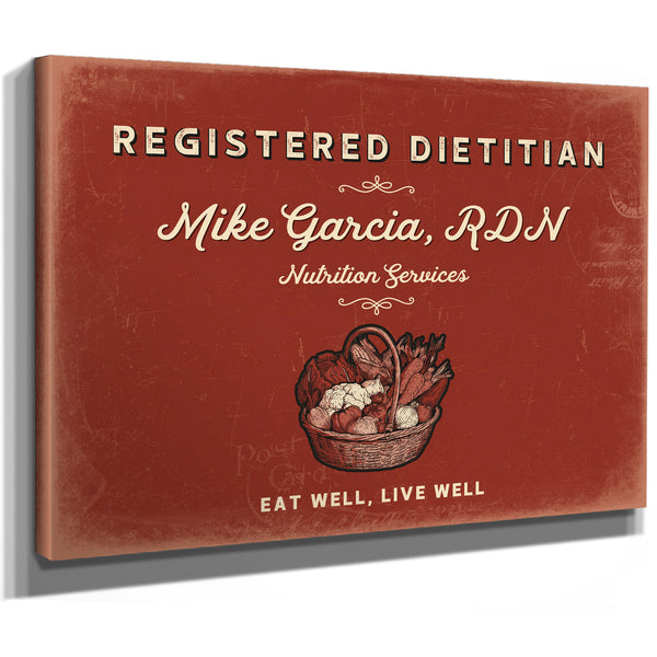 Personalized Registered Dietitian Sign, Eat Well, Live Well, Brick & Black, image 8