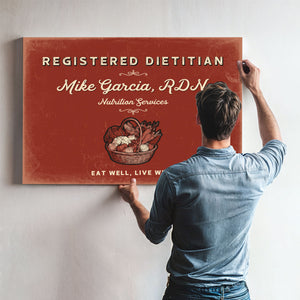 Personalized Registered Dietitian Sign, Eat Well, Live Well, Brick & Black, image 9