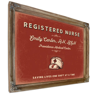 Personalized Registered Nurse Sign, Saving Lives One Shift at a Time, Brick & Black, image 6