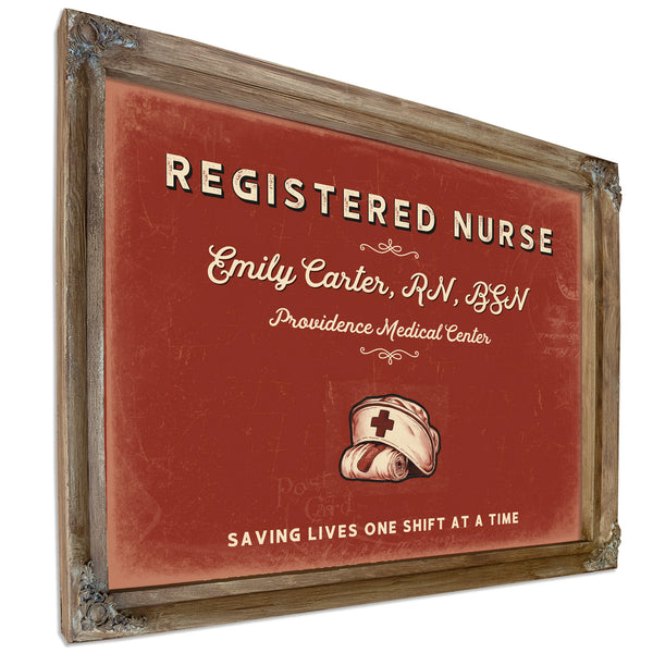 Personalized Registered Nurse Sign, Saving Lives One Shift at a Time, Brick & Black, image 6