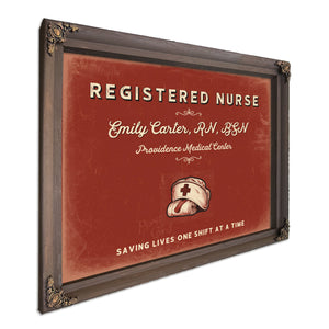 Personalized Registered Nurse Sign, Saving Lives One Shift at a Time, Brick & Black, image 7
