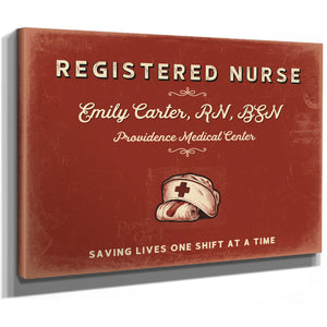 Personalized Registered Nurse Sign, Saving Lives One Shift at a Time, Brick & Black, image 8