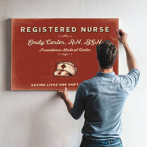 Personalized Registered Nurse Sign, Saving Lives One Shift at a Time, Brick & Black, image 9